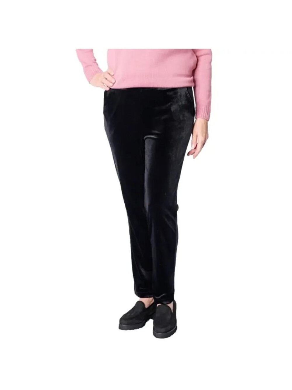 NEW Joan Rivers Black Velour Pull-On Stretch Pants - XL